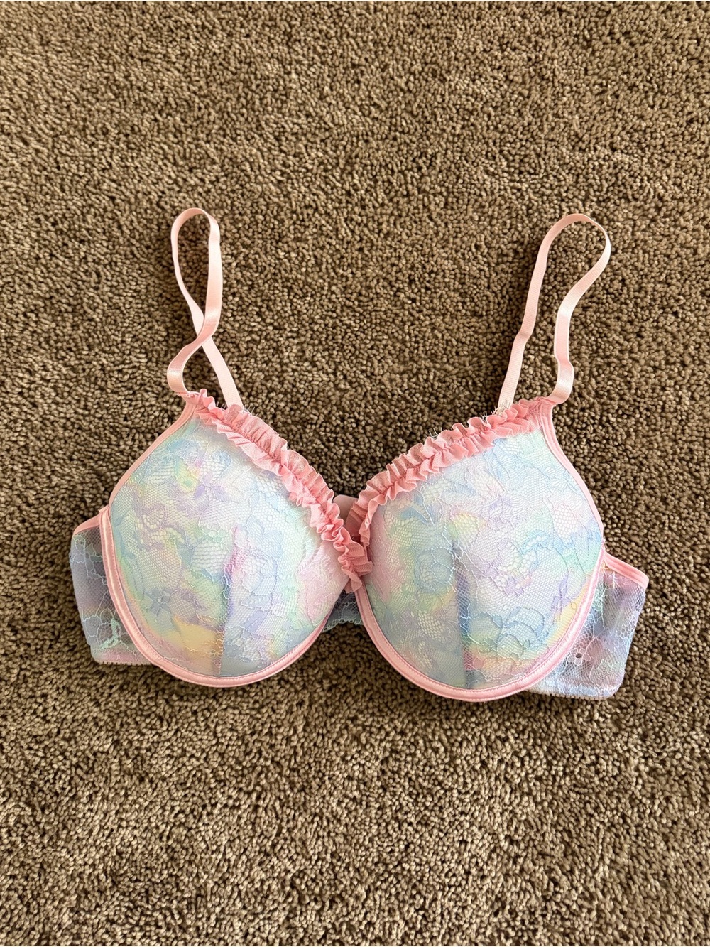 Women's Pastel Lace Push-Up Bra in Light Pink